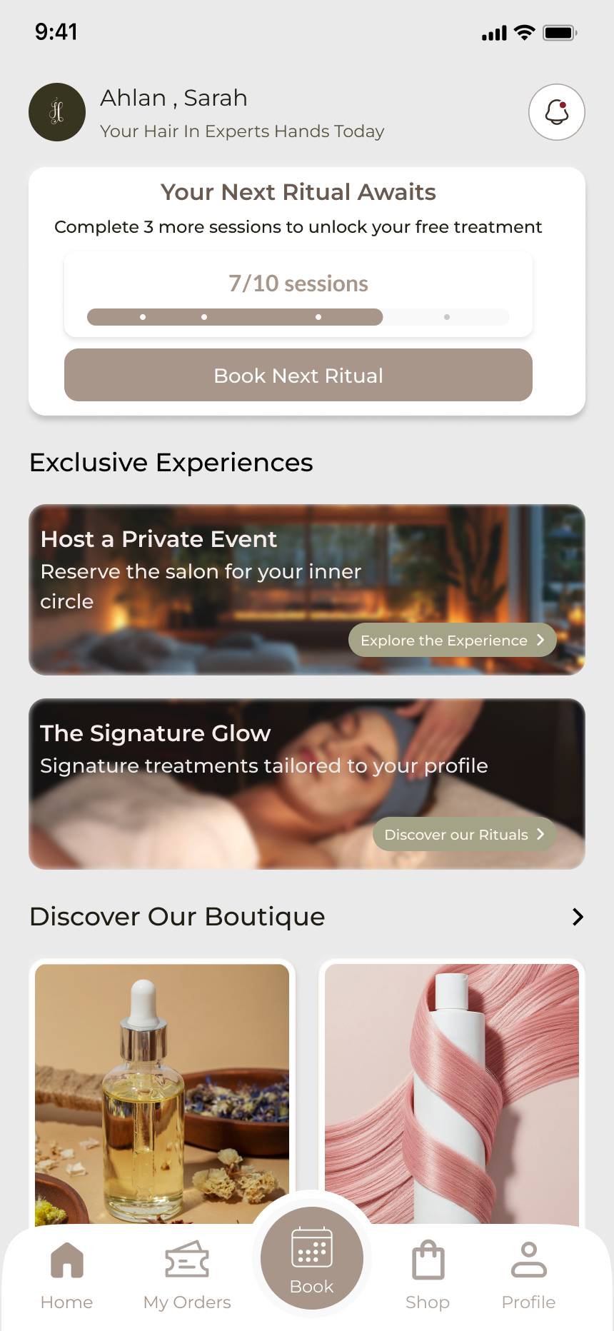 Hairaholic app: home